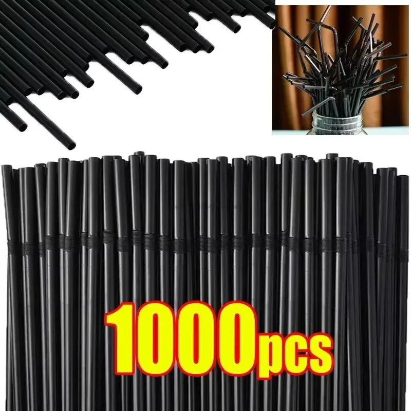 Multicolor Drinking Straws Child Plastic Straws Multi-time Milk Tea Beverage Accessories Black Straw Wholesale Party Supplies Zpaxo