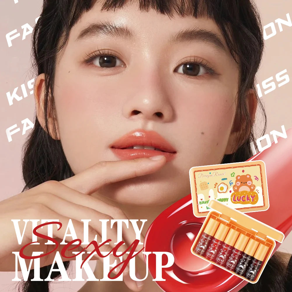 6Pcs/Set Lip Glaze Set Box with Mirror-Like Finish, Moisturizing, Non-Greasy, Waterproof, Sweat-Proof, Holiday Gift Lip Glaze Set Box Zpaxo