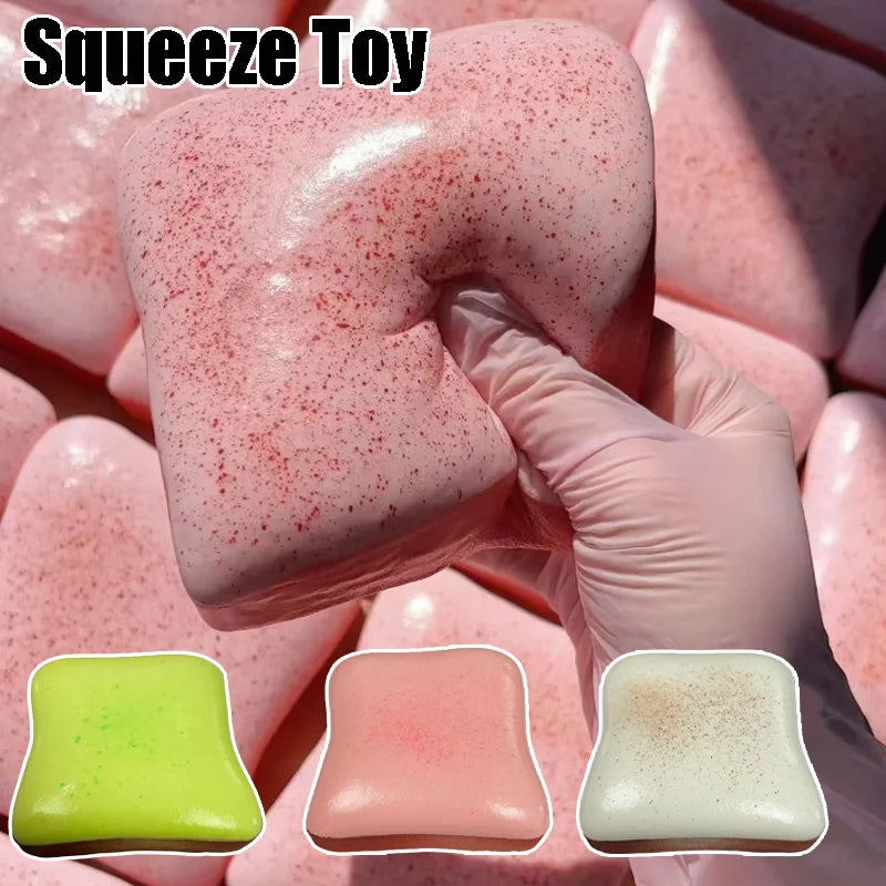 Realistic Soft Cream Toast Slow Rebound Squishy Toy Mixed Colors Wet