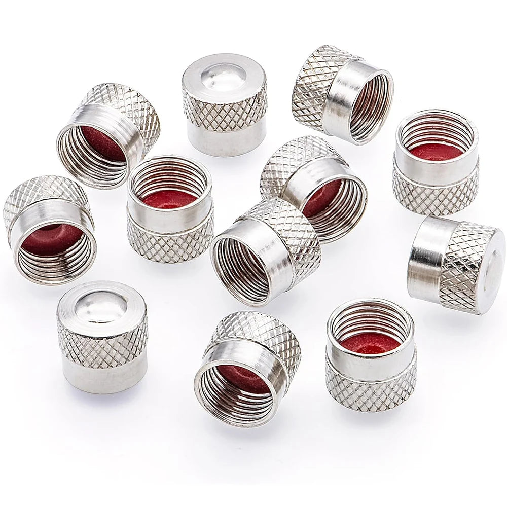12-Pack Brass Tire Valve Stem Caps with Rubber Gasket | Universal