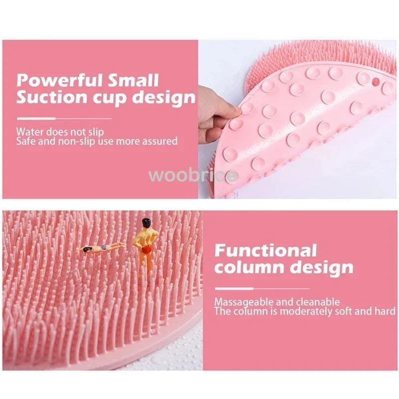 Silicone Rub Back Brush Bathroom Non-slip Wash Foot Pad Massage Shower Mat with Sucker Bath Massage Foot Exfoliating Brush Pad Zpaxo