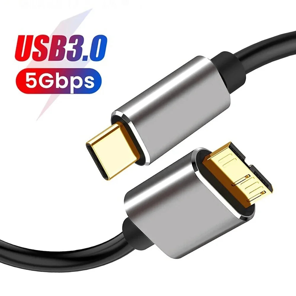 External Hard Drive Cable USB 3.0 Type C To Micro B Male Adapter For Toshiba Seagate WD Lenovo PC Laptop HDD Disk Data Sync Cord Zpaxo