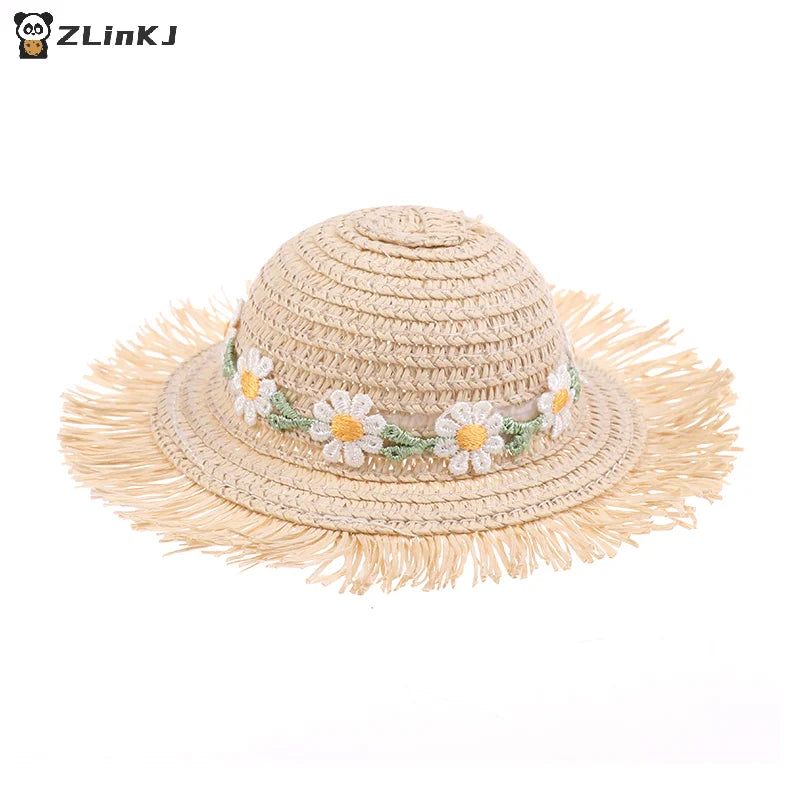 ▶1Pcs Mini Handmade Flower Hat Sun Cap For 1/6 Doll Accessories Doll Cute Hat With Bow Decoration Doll Hat Children's Toy Gift Zpaxo