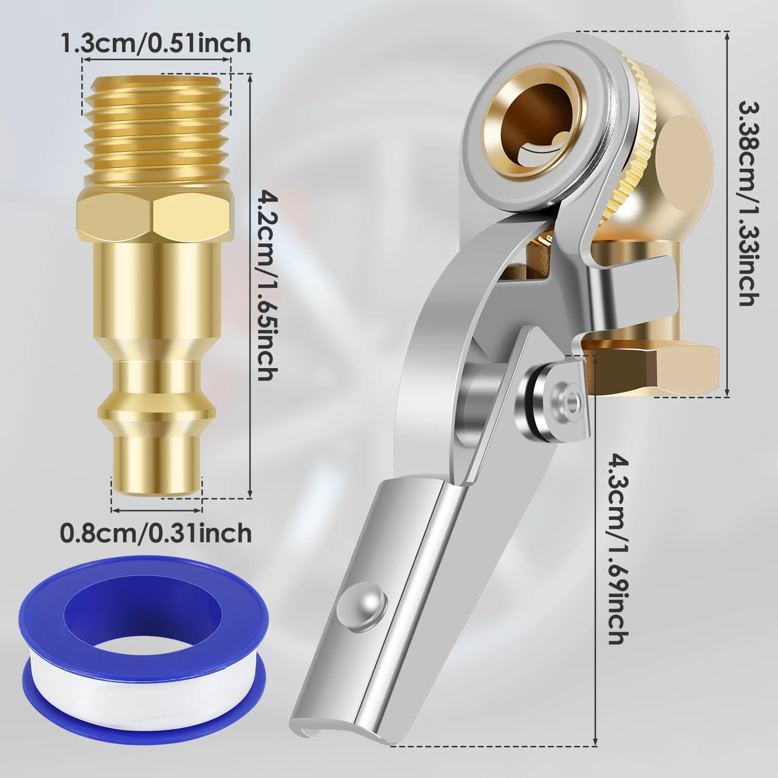 2Pcs Car Air Pump Nozzle Adapter 1/4inch FNPT Tire Air Chucks Car Inflator Valve Connector Clamp Car Inflator Valve Connector Zpaxo