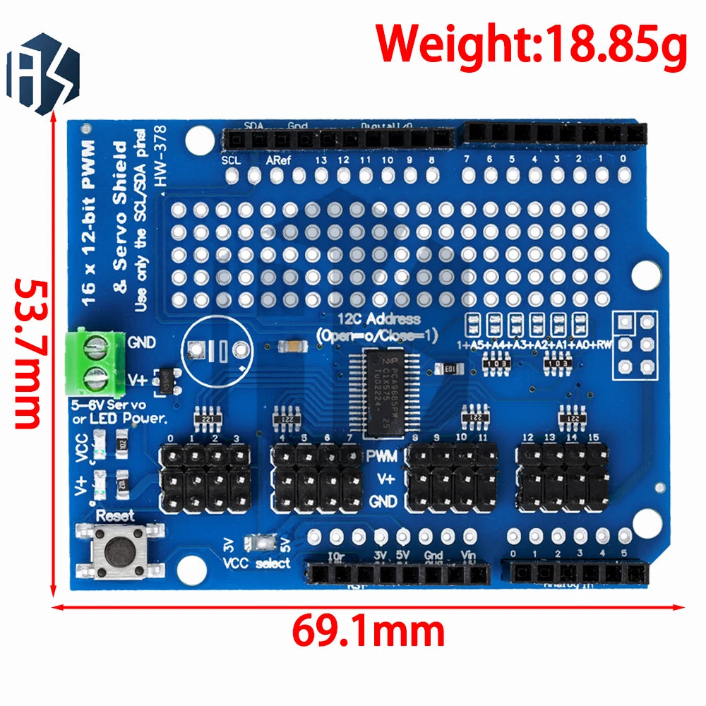 GREAT IT V2 I2C Motor Driver Shield PWM Stepper Motor Servo Controller Module for Arduino Zpaxo