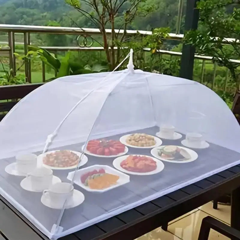 Foldable White Mesh Food Tent - Washable, Portable Insect Cover for Outdoor Picnics, BBQs & Parties | Transparent Design Zpaxo