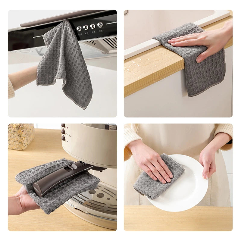 Absorbent Barista Bar Towel Microfiber Dish Waffle Kitchen Cleaning