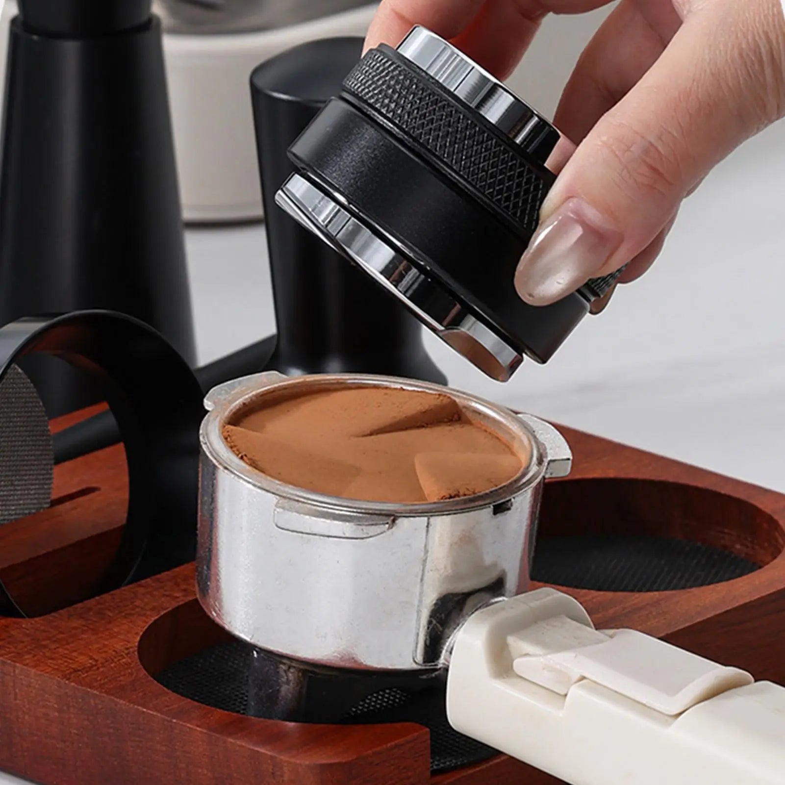 Coffee Tamper Set 7 Pieces Professional Ergonomic Anti-Slip Coffee Distributor Accessories Kit for Home Kitchen Studio Bar Zpaxo