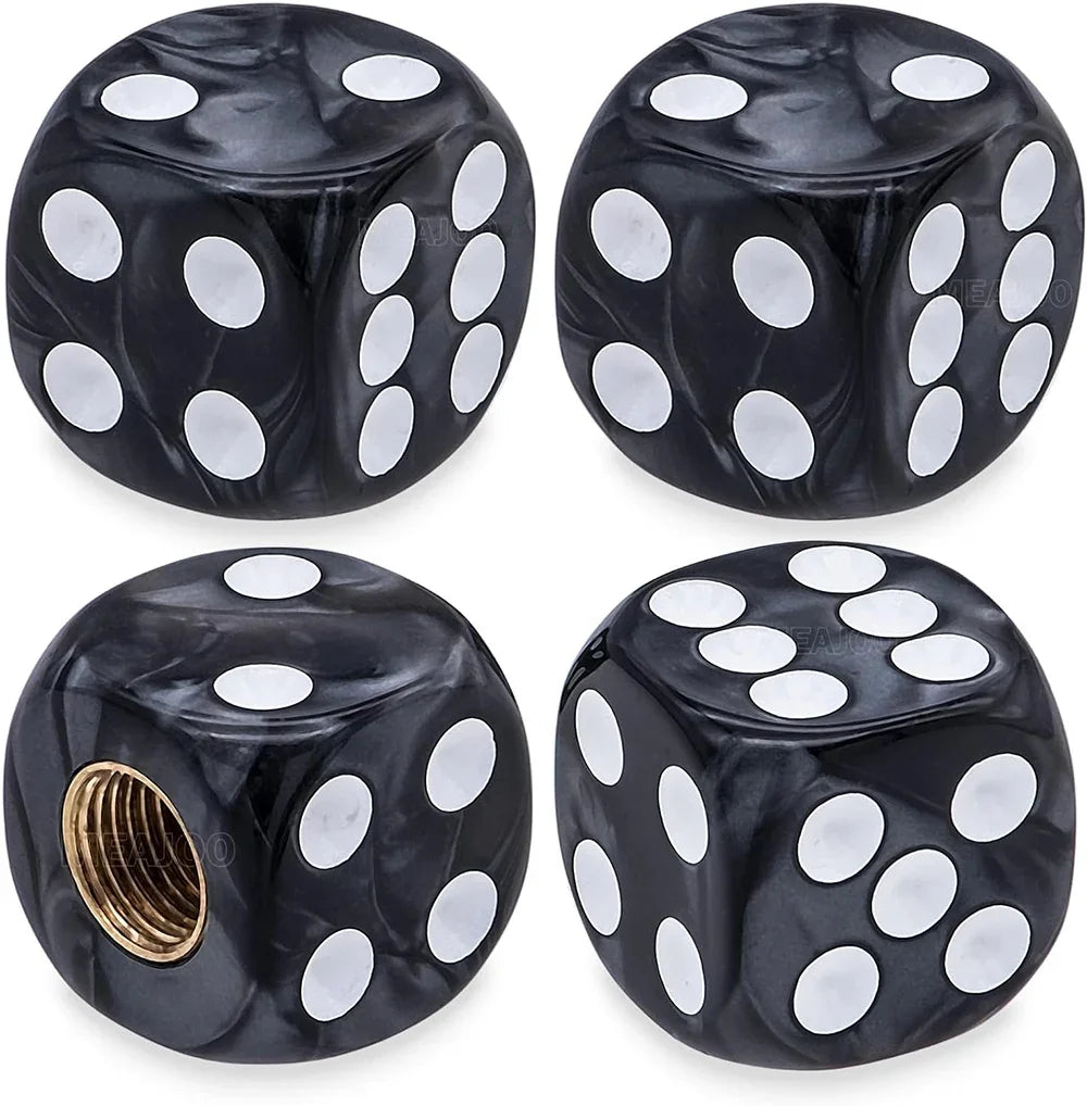 4-Pack Pearl Dice Tire Valve Stem Caps – Universal Fit