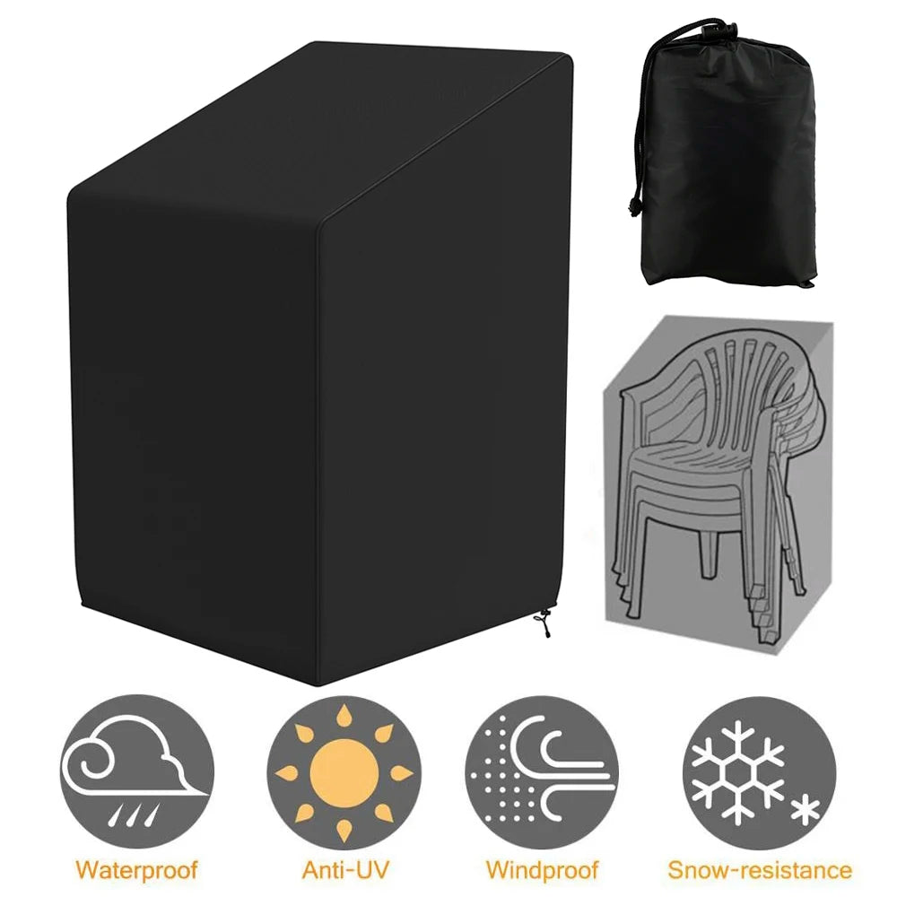 Stacked Patio Chair Dust Cover Outdoor Garden Patio Furniture Protector Cover Waterproof Dustproof Rain Cover Chair Organizer Zpaxo