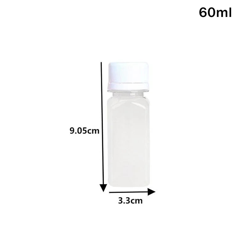 Empty Plastic Juice Bottles Caps Water Clear Bulk Drink Containers Zpaxo 60ml