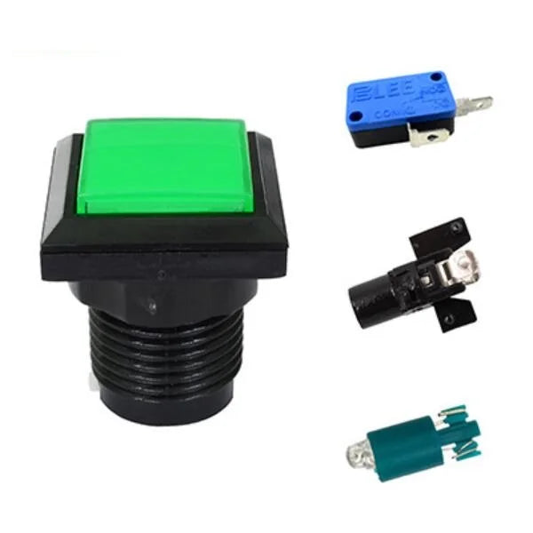 Arcade Square Push Buttons Illumilated 12V LED Light Built-in