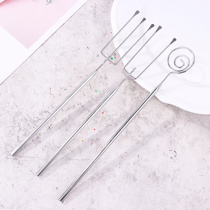 Stainless Steel Candy Dipping Fork Irregular Shaped Cheese Fondue Culinary Decorating Fork Long Handle Chocolate Dipping Tool Zpaxo