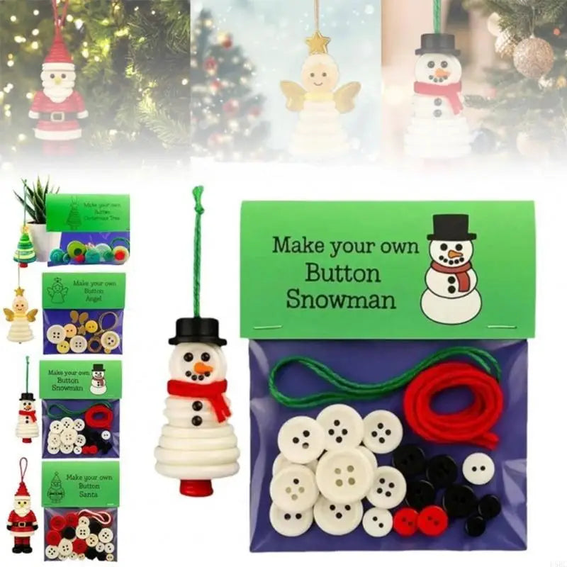 Holiday Button Decors Making Complete Christmas Craft Activity All