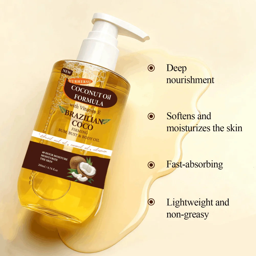 Brazilian Organic Coconut & Vanilla Firming Body Oil 192ml Firming Body Oil Zpaxo