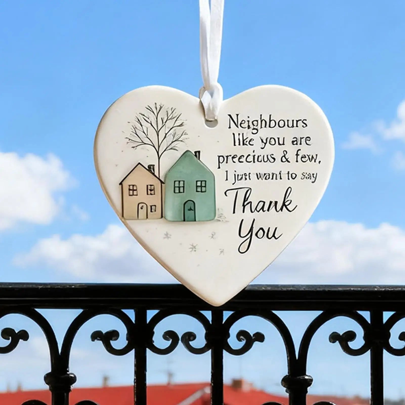Thank You Neighbor Heart Shaped Ornament 2D Acrylic Appreciation