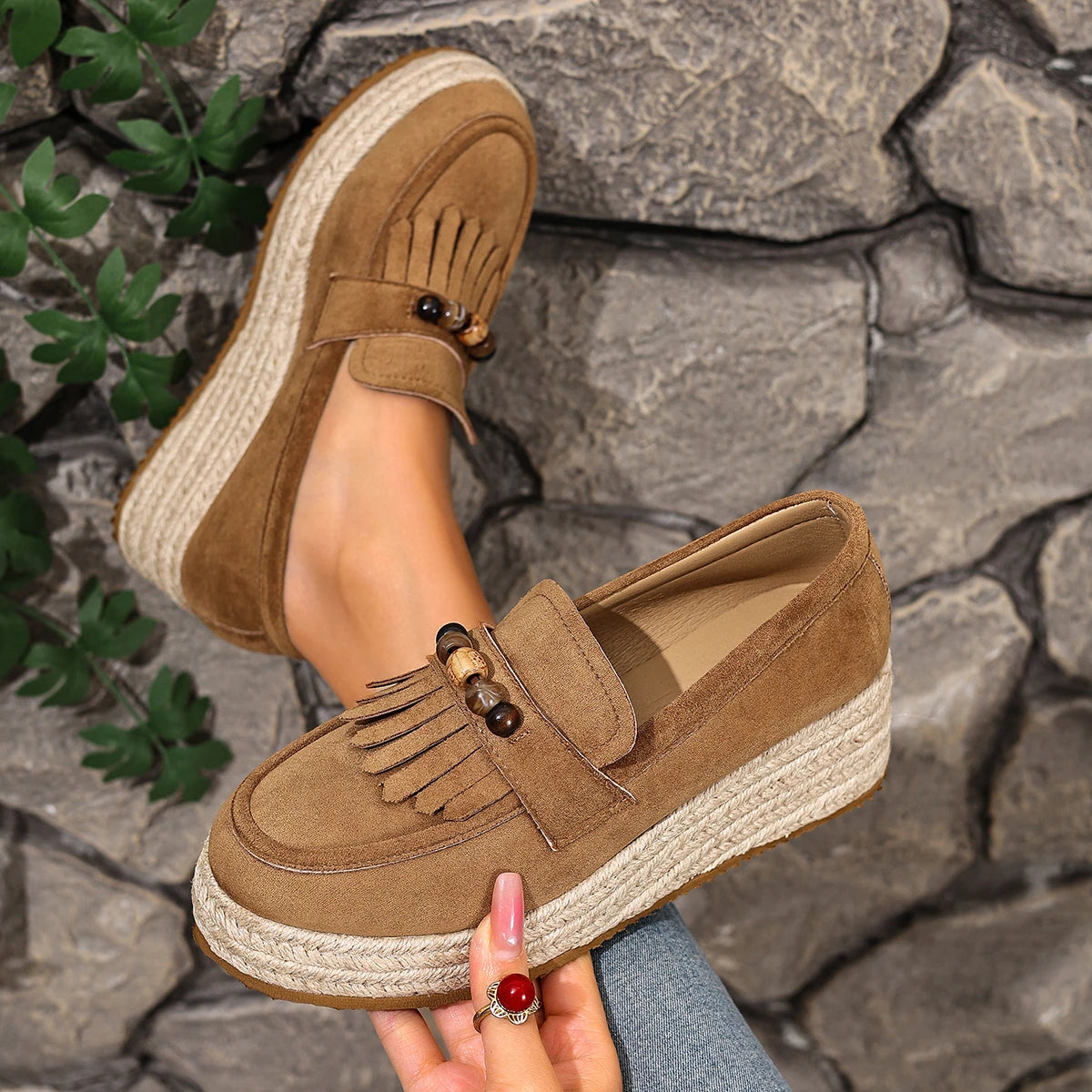 Spring New Women Sneakers Platform Slip-On Casual Designer Shoes Large Size Outdoor Anti-slip Loafers Autumn Slip on Sneakers Zpaxo Khaki 41