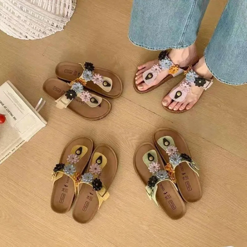 Thick Bottom 2026 Summer Flip Flops Women's Casual Comfortable Floral Zpaxo