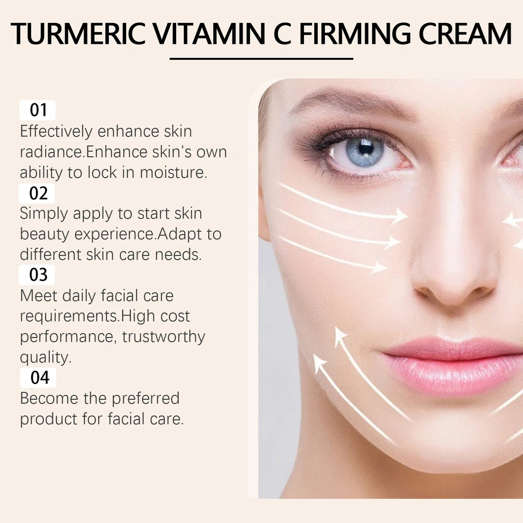 Jaysuing Turmeric Vitamin C Face Cream Smooth Out Reduce Wrinkles Moisturizing Brightening Firming Skin Lighten Dark Spot Makeup Zpaxo