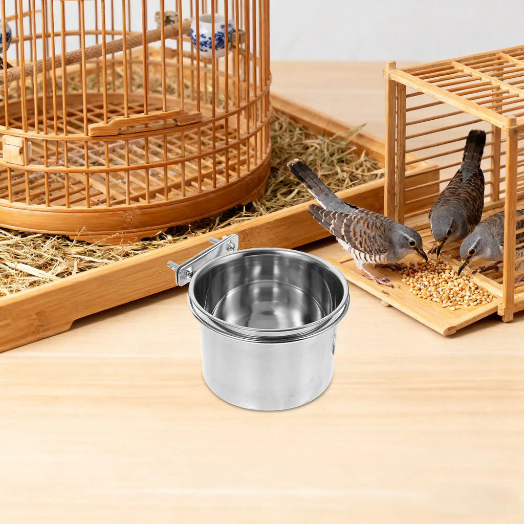 Rustproof Stainless Steel Parrot Bowl Small Pets Bird Hamster