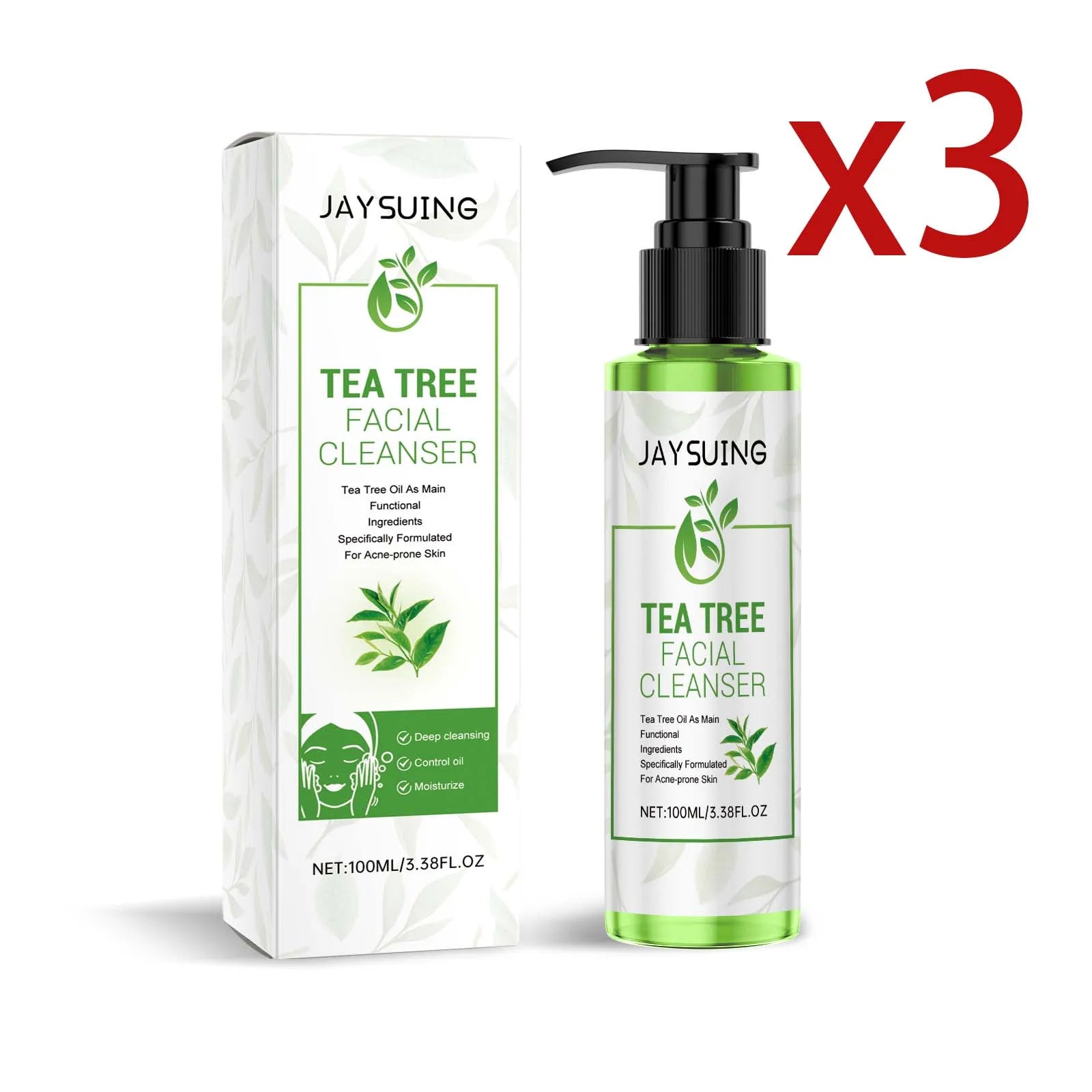 Tea Tree Cleansing Gel – Deep Clean, Exfoliate & Moisturize 100ml Facial Cleansing Gel Zpaxo 3x100ml 100ml
