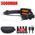 1500LM COB LED Headlamp 7500mAh USB Rechargeable IPX6