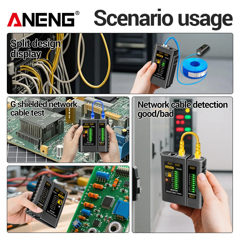 ANENG M469D Tester RJ45 RJ11 RJ12 CAT5 UTP LAN Cable Network