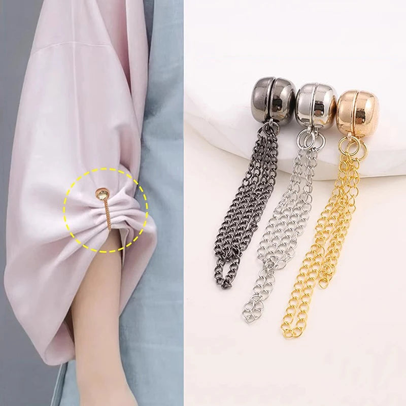 Magnetic Chain Sleeve Clips – No-Sew Waist & Cuff Adjuster 2pk