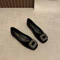 Flat Shoes for Women Spring Autumn 2025 New Rhinestone Square Toe Shallow Mouth Loafers Ladies Shoes Big Size 42 43 44 Zpaxo Black 39