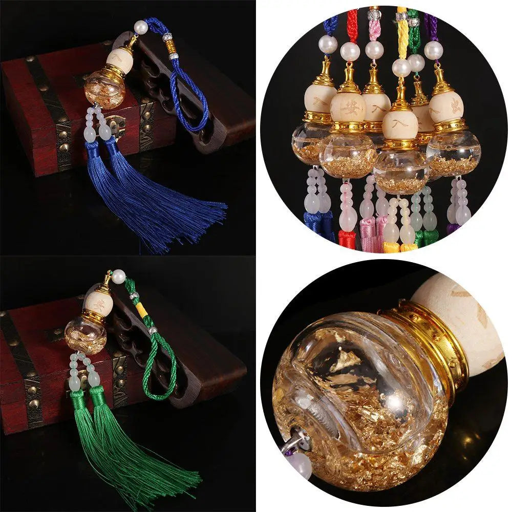 Chinese Glass Bottle Gourd Pendant Gold Foil Bottom Cartoon Double Zpaxo