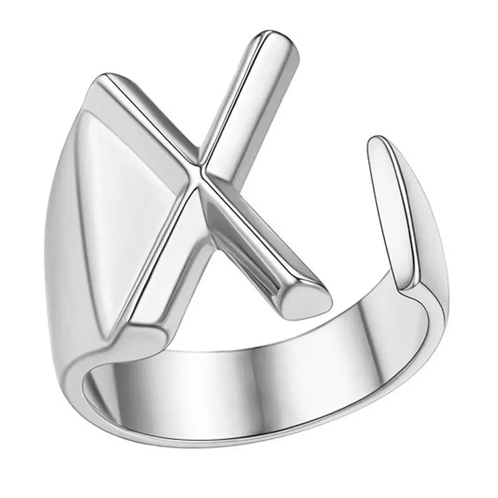 1PC High-end Fashion Hollow A-Z Letter Adjustable Opening Ring Alphabet Party Rings Jewelry Gift For Women Кольца JR21003 Zpaxo X