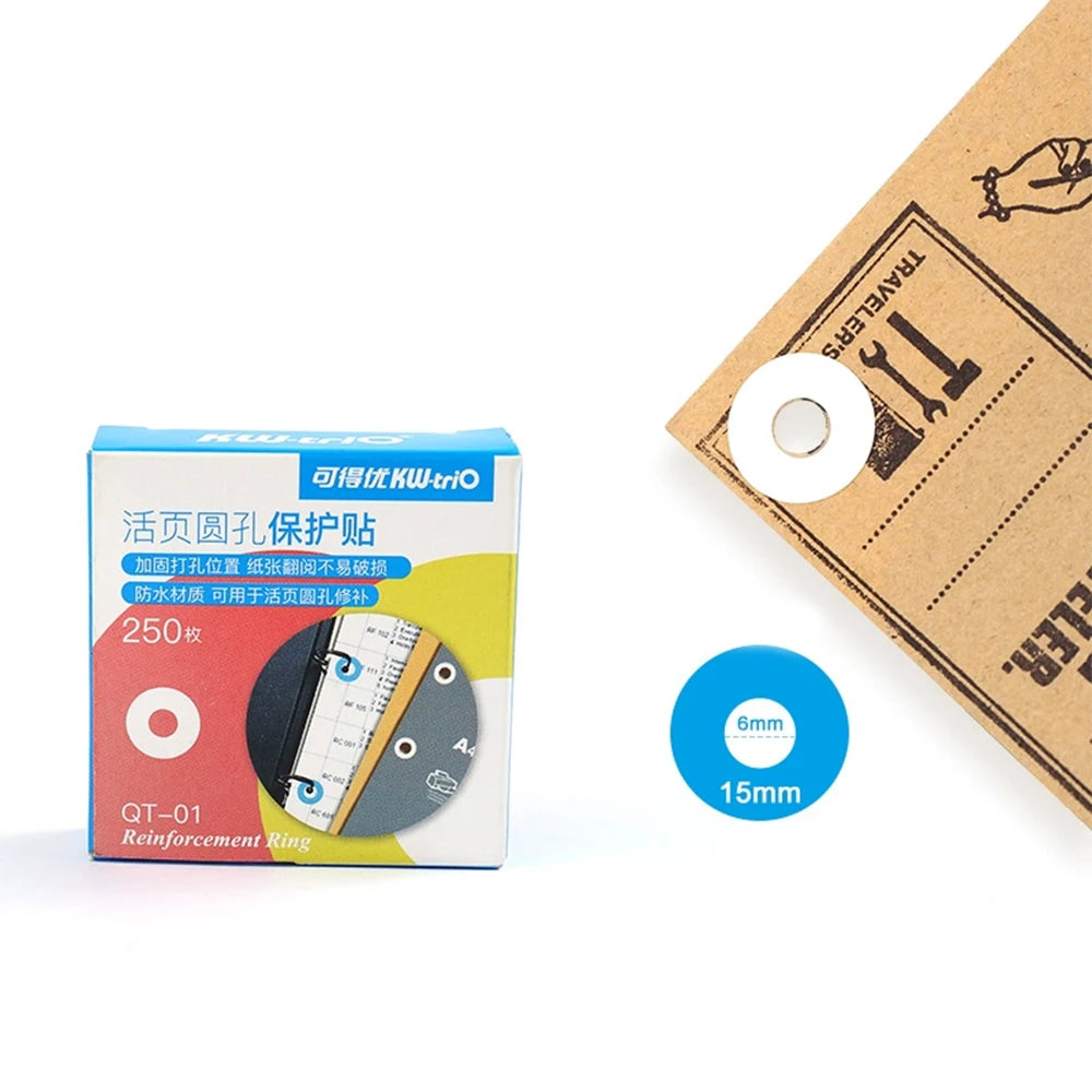 250Pcs Self Adhesive Hole Punch Protector Reinforcement Stickers Loose Leaf Paper Reinforcement Ring Labels for Office School Zpaxo White