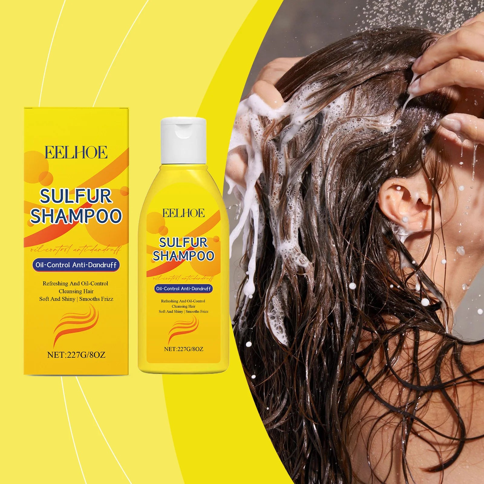 EELHOE Sulfur Shampoo Strengthen Roots Oil Control Fluffy Hair Moisturizing Mild Formula Itch Deeply Clean The Scalp 227g Zpaxo