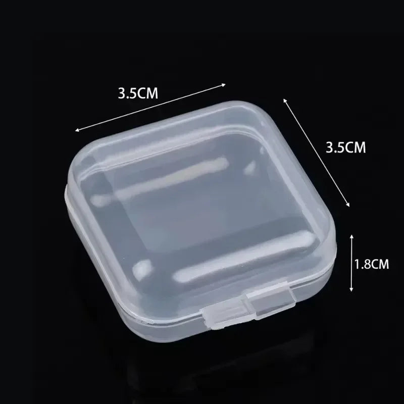 100 Mini Jewelry Storage Boxes Plastic Transparent Square Box Pill