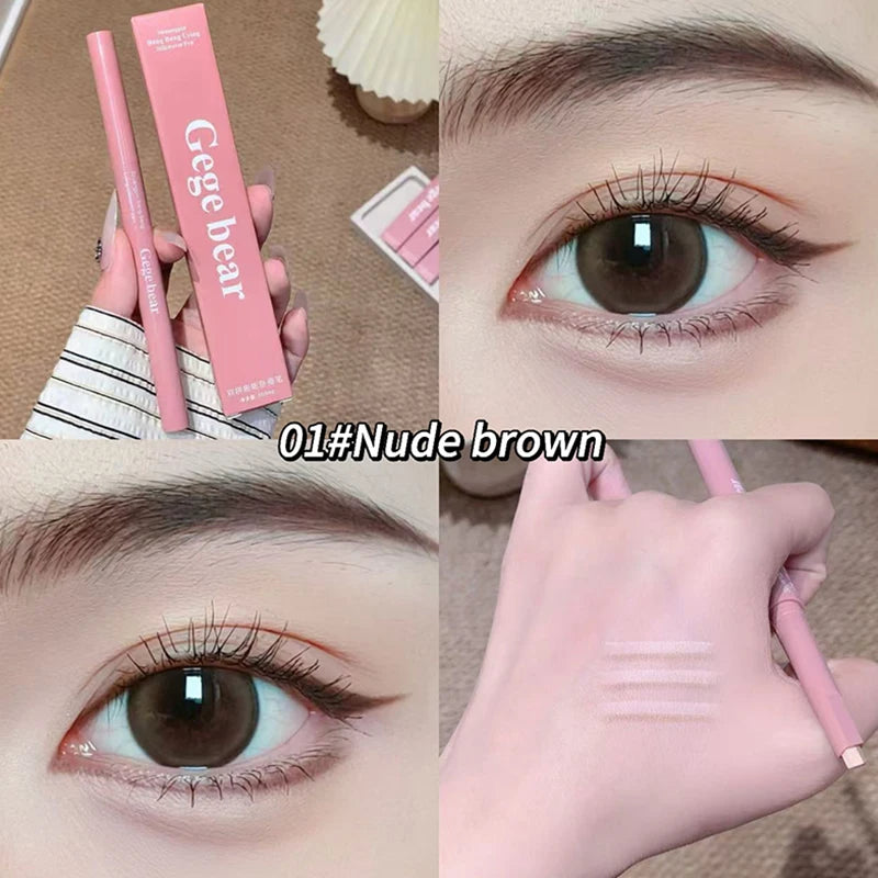 2 in 1 Bicolor Lying Silkworms Pencil Nude Pink Under-Eye Matte Highlighting Shadow Pencil Eyeshadow Brightening Makeup Pencil Zpaxo A01