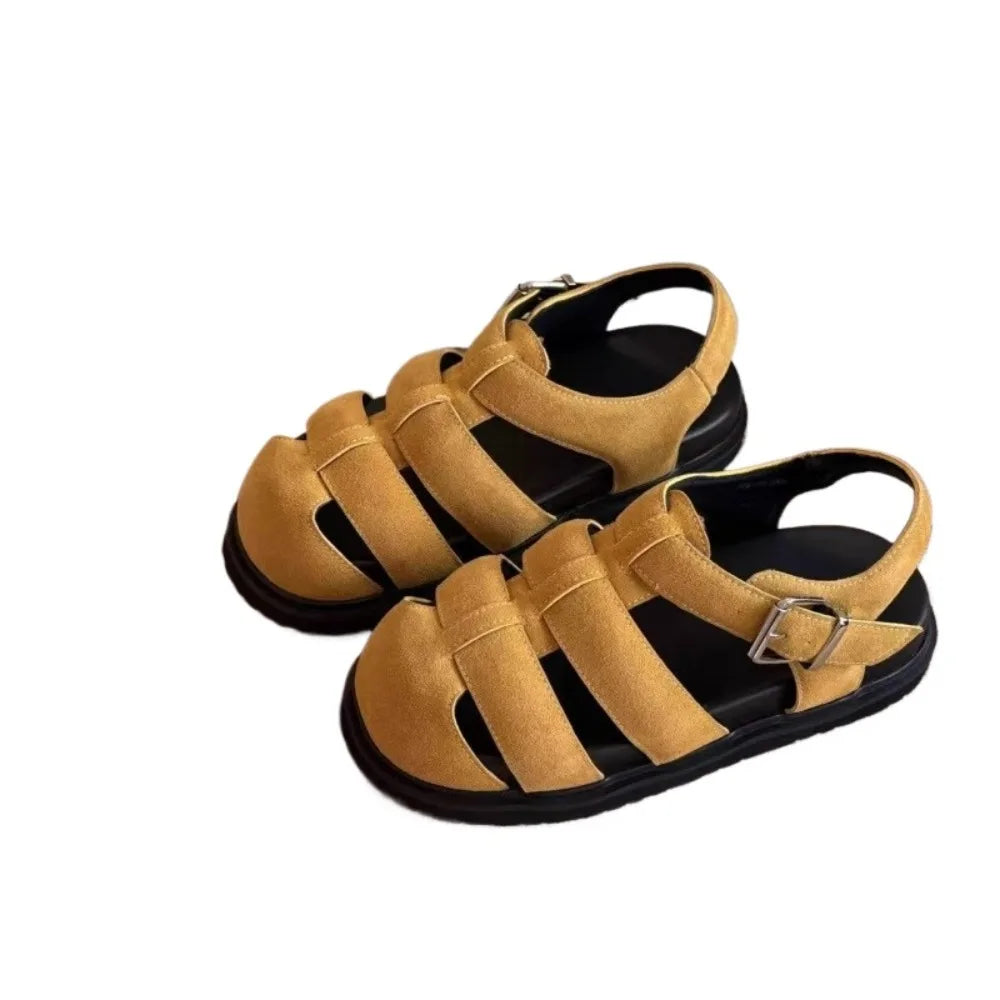 Women's Sandals 2025 Woven Hollow Roman Women Summer Large Pig Cage