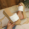 Women's Summer Fish Mouth Open Toe Vintage Wedge Heel Slippers Women Zpaxo WHITE 42