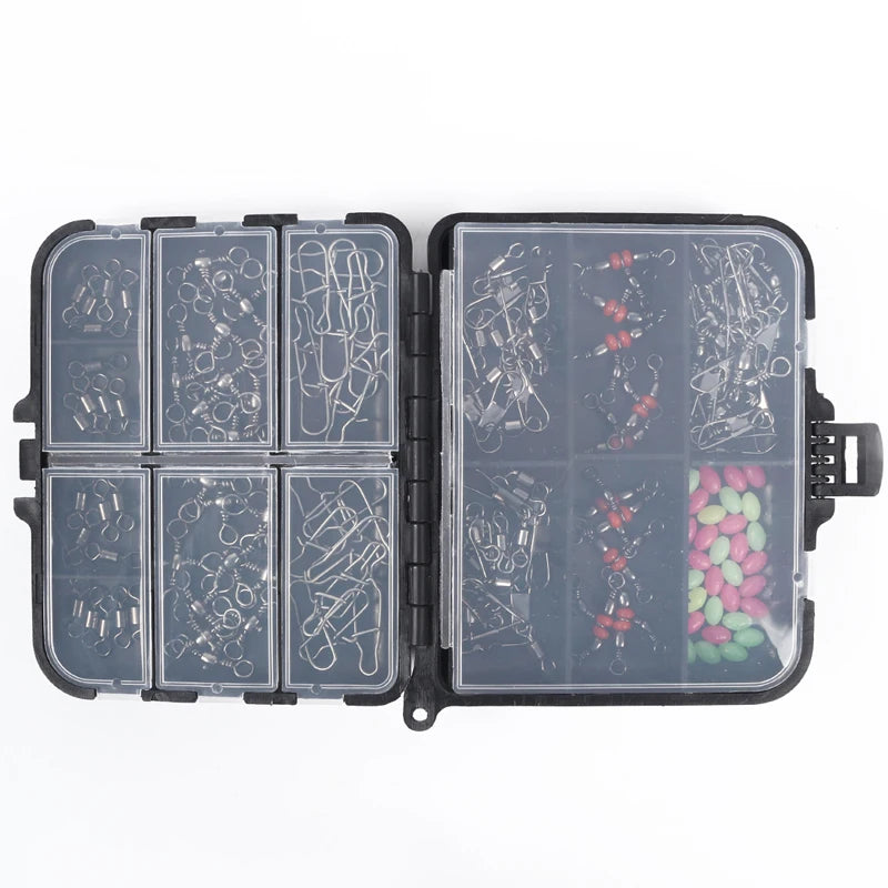2026 New Arrival 140Pcs Fishing Accessories Kit Fishing Swivel Snaps Triple Swivel Connectors And Barrel Snap Clips Fishing Set Zpaxo