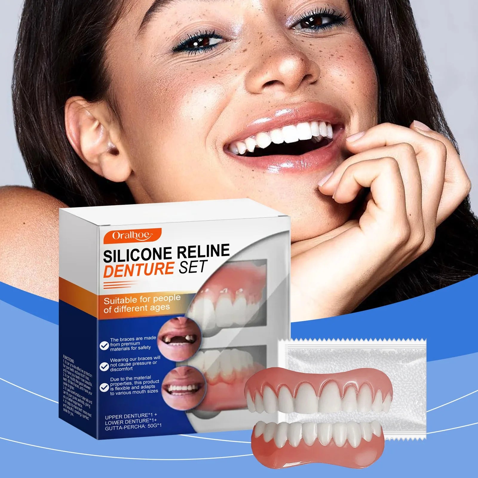 Soft Silicone Denture Liner Kit – Upper & Lower Set | Oralhoe Denture Liner Kit Zpaxo