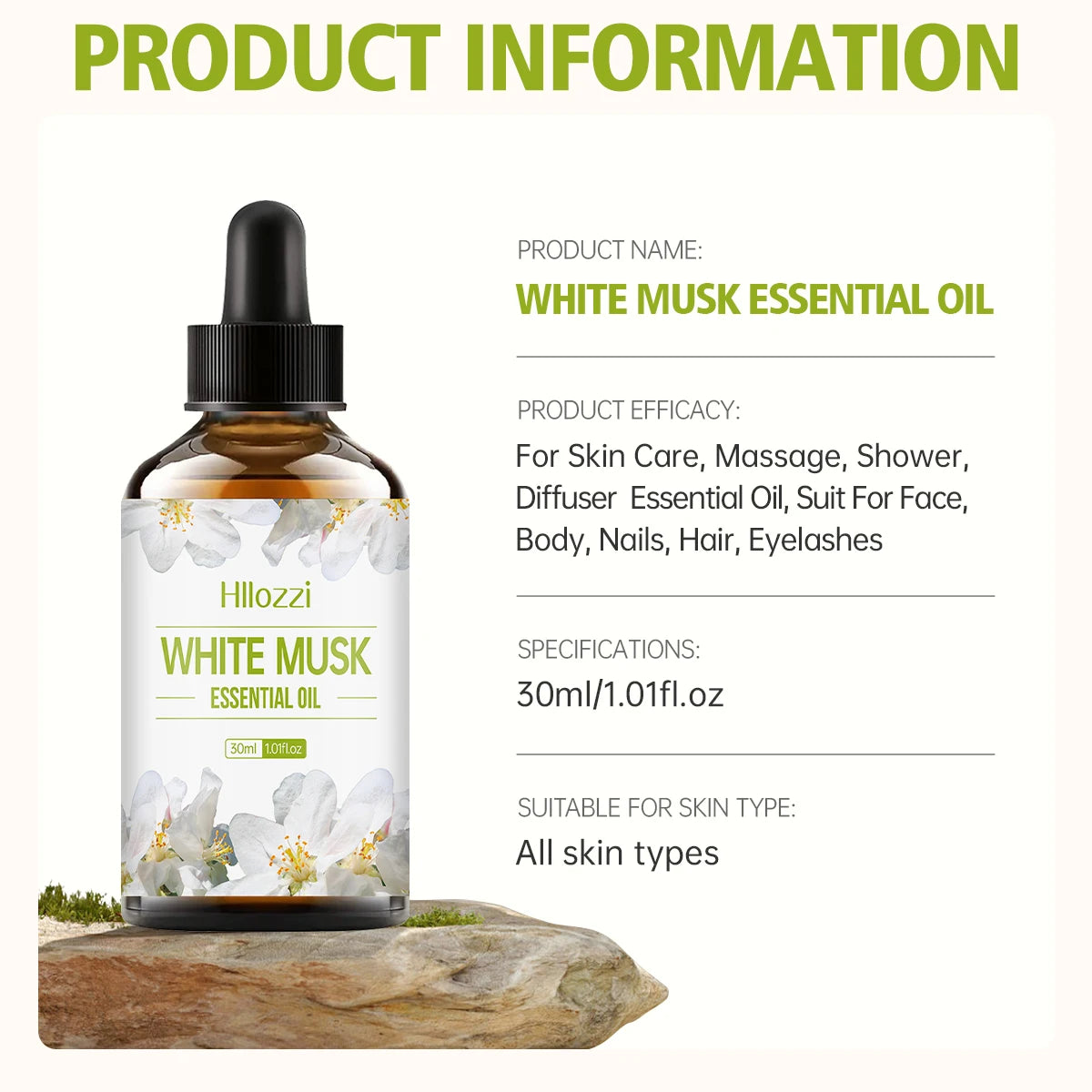 White Musk Essential Oil White Vanilla Rich Smell Skin Care Hair Care Hydrating Moisturizing Aromatherapy Aromatherapy Candle Zpaxo