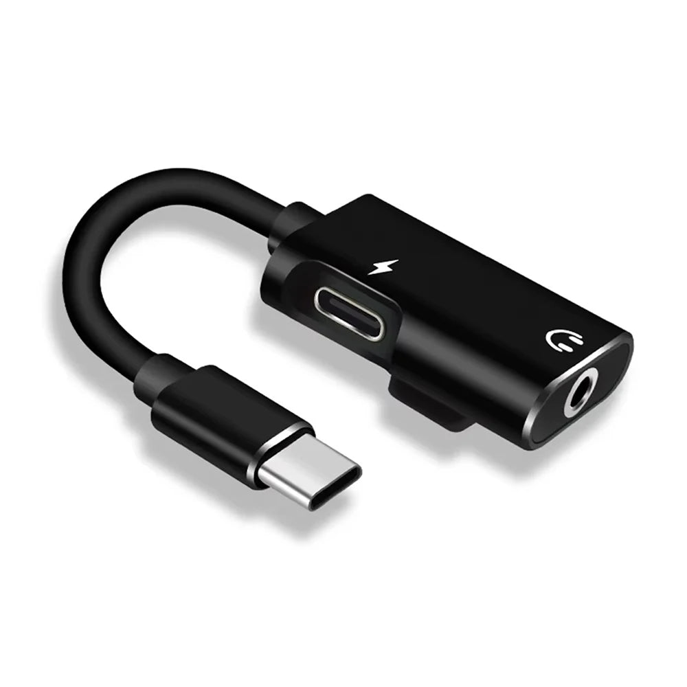 USB-C to 3.5mm Audio Adapter – 2-in-1 Splitter & Charger USB-C Audio Adapter Zpaxo Black