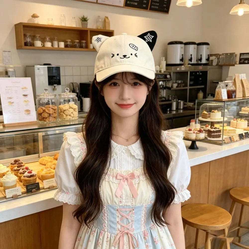Cute Cat Ears Baseball Cap UV Protection Thin Sun Hat Breathable Adjustable Duckbill Cap Women Spring Summer Zpaxo