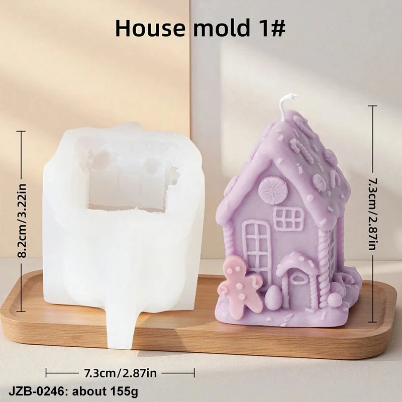 3D Christmas House Candle Silicone Mold Gingerbread House Aroma Soap Gypsum Plaster Crafts Mold Home Decor Christmas Gift Zpaxo JZB-0246
