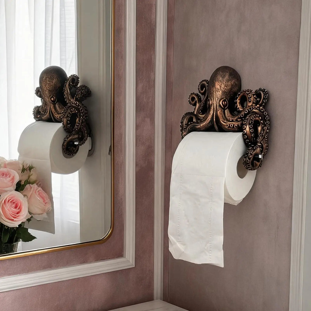 Octopus Toilet Paper Holder Cute Resin Stand Wall Mount Storage