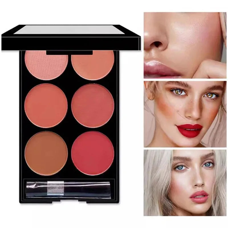 6-color Blush Contouring All-in-one Palette Pearlescent Matte Powder