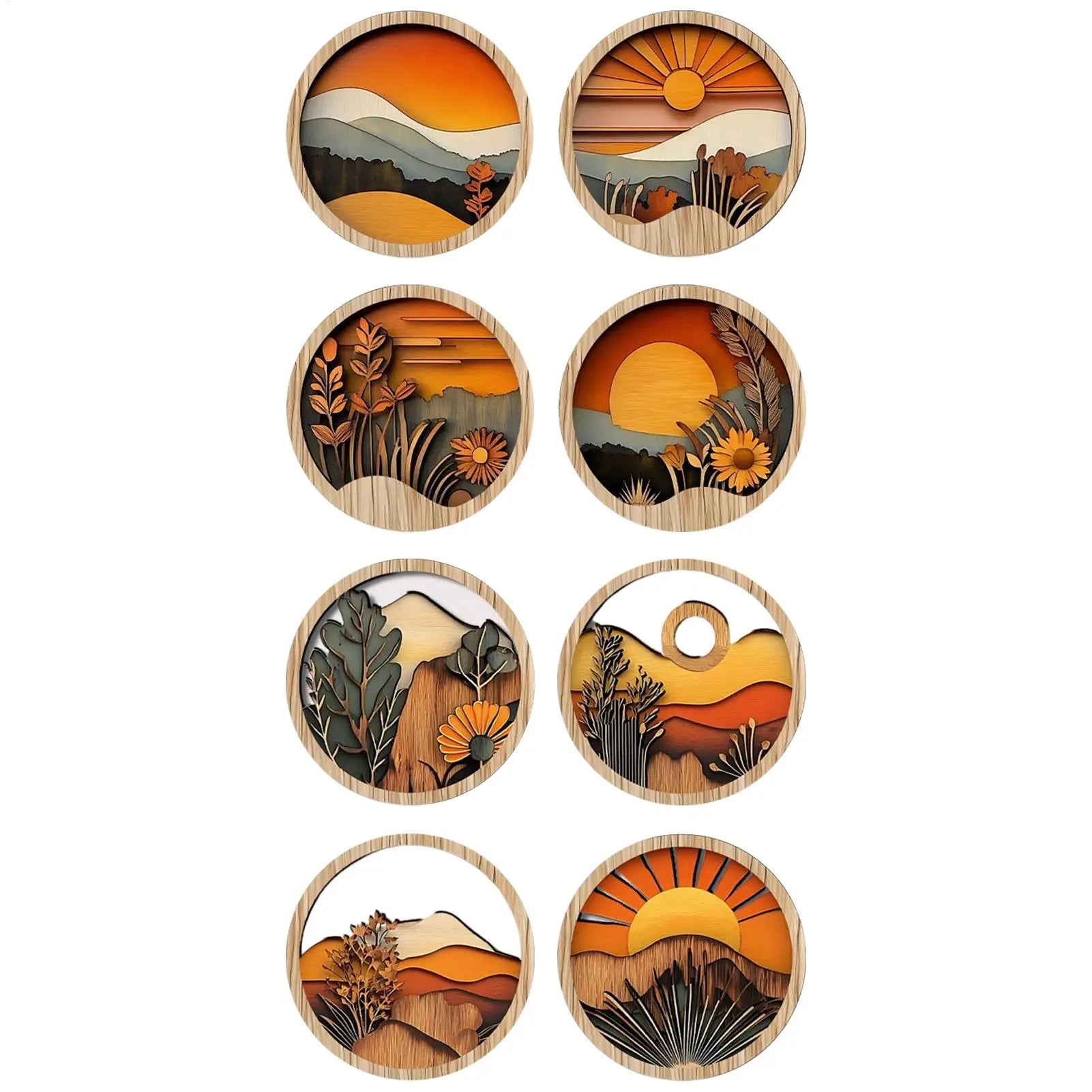 4-Piece Bohemian Wooden Wall Art Set | Boho Geometric Decor Wooden Wall Art Zpaxo