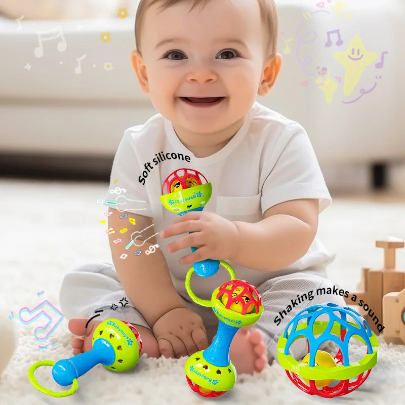 Baby Rattles Toys Grab Shake Rattle Babies Easy Hold Teething Toy