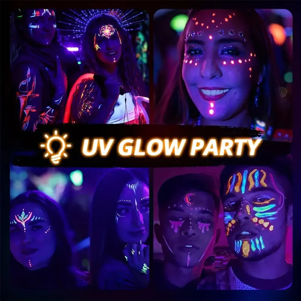 8 Colors Body Painting Palette Tattoo Art UV Glow Dark Makeup Zpaxo