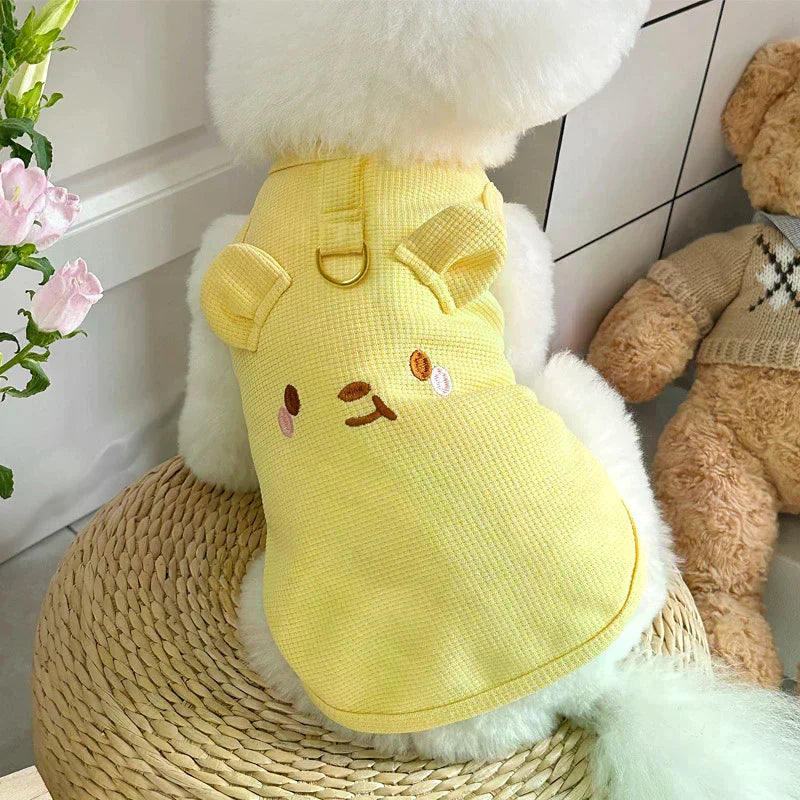 Cute Pet Vest Breathable Waffle Knit Soft Comfortable Traction Buckle Zpaxo