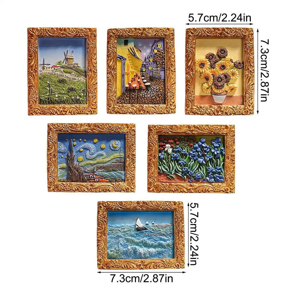 Fridge Magnets 6 Pieces Whiteboard Magnets Painting Artwork Resin Magnetic Decoration for Photo Clipboard Cabinet Home School Zpaxo China Mainland 6pcs